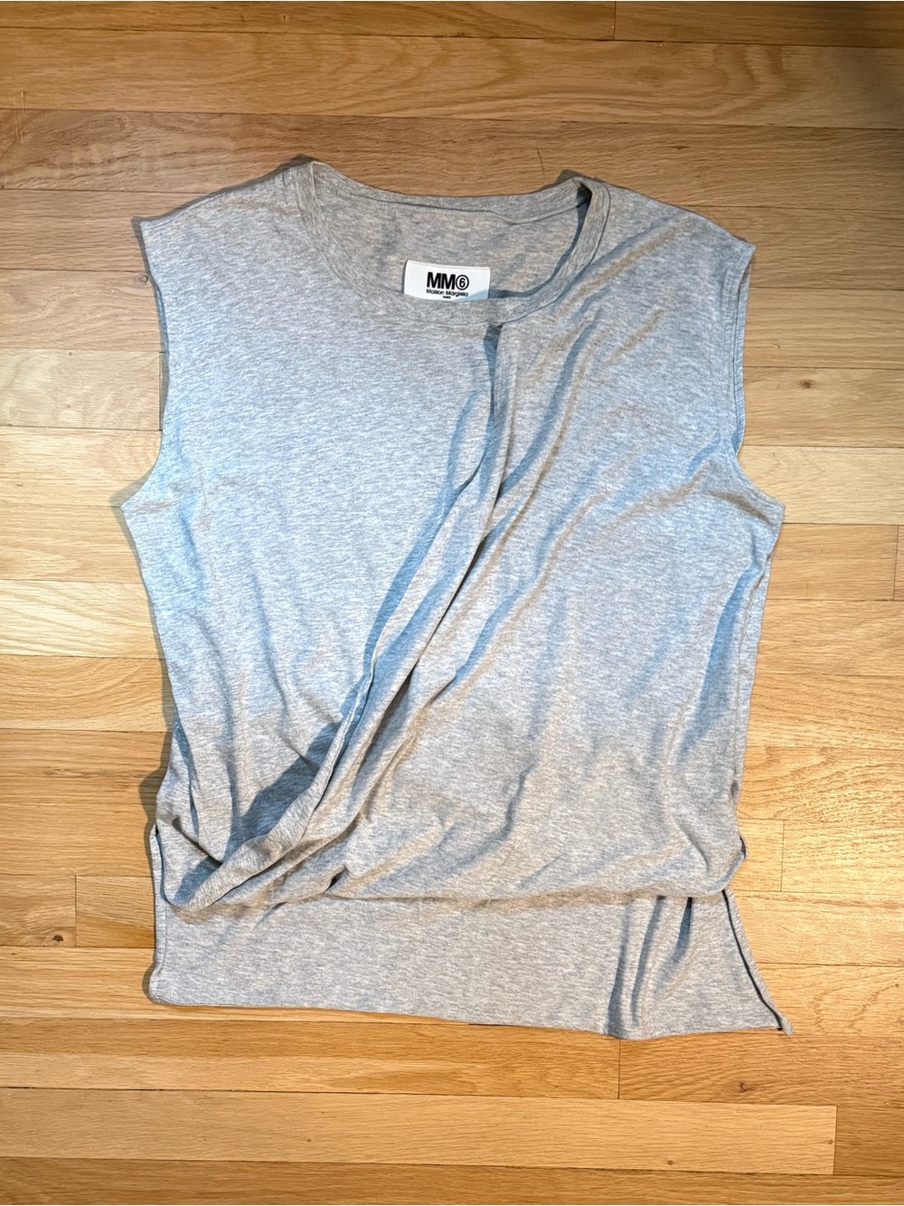 MM6 Maison Martin Margiela Light Gray Draped Sleeveless Tank